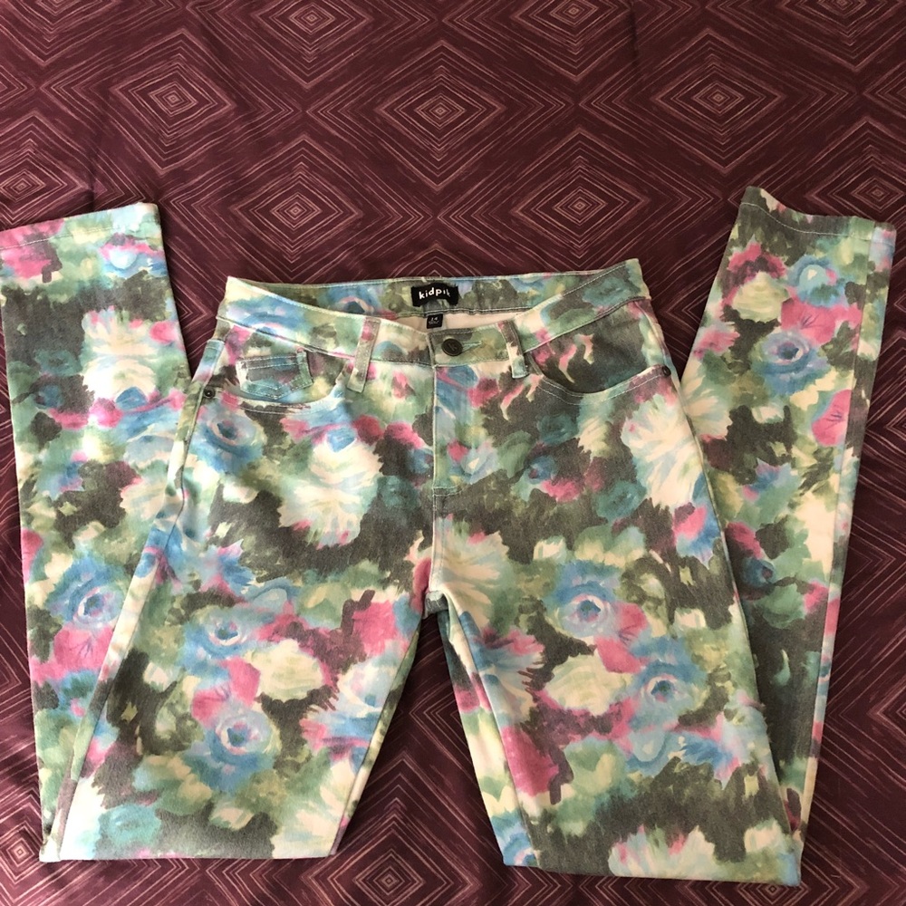 Girls Kidpik Floral Skinny Jeans, NWOT, 14